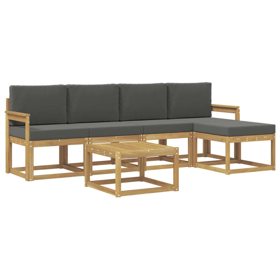 vidaXL Outdoor-Sofagarnitur aus Akazienholz mit Kissen und Couchtisch in Weiß und Anthrazit - Bild 2