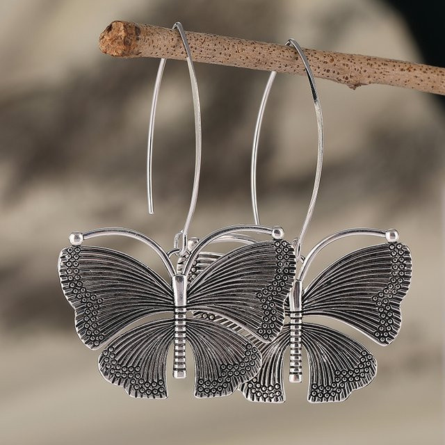 YoYo Ohrringe Schmetterling, versilbert, Damen, Vintage - Bild 1