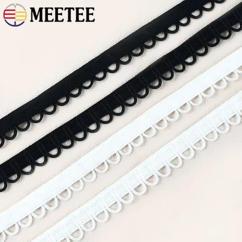 Meetee Nylon Gummiband mit U-Form Schleife und Knopfloch für DIY Näbzubehör in Weiß - Bild 2