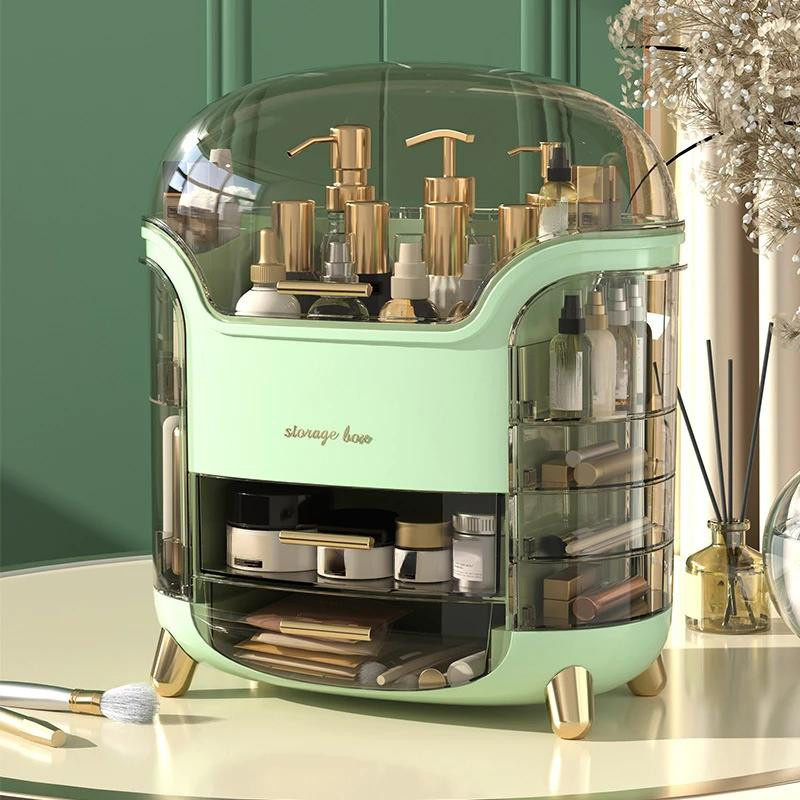 Glow Makeup Staubdichte Desktop-Kosmetik-Aufbewahrungsbox und Make-up-Organizer in Transparent - Bild 2