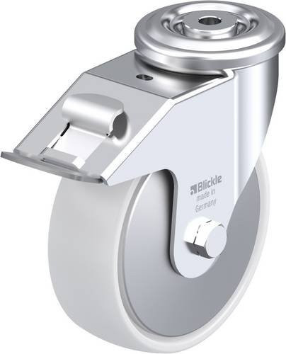 Blickle Lenkrolle LER-PPN 150R-FI-FA mit Feststeller in Silber und Weiß, Rad-Durchmesser: 150 mm, Tragfähigkeit: 300 kg - Bild 1