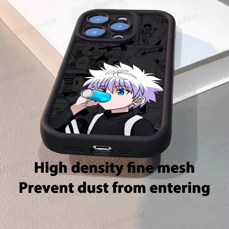 Stoßfeste Silikon-Handyhülle mit Anime Killua Hunter X Hunter Design für Apple iPhone 11 bis 17 Pro Max in Schwarz - Bild 2