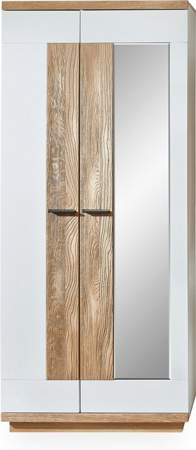 Garderobenschrank MONDO LISANA in Wild Oak und Weiß mit Spiegeltüren und Softclose-Funktion, B/T/H: 85 x 38 x 197 cm - Bild 1