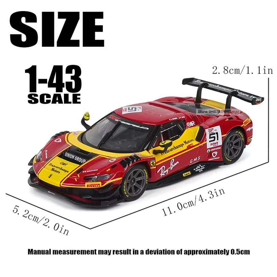 Bburago Ferrari 2025 296 GT3 Nr. 51, Rennwagen-Modell, 1:43, ab 14 Jahren - Bild 2