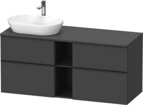 Duravit Waschtischunterschrank D-Neo Wandmontage in Weiß und Schwarz Matt mit Schubladen und Regalfächern, B/T/H: 140 x 55 x 66,4 cm - Bild 1