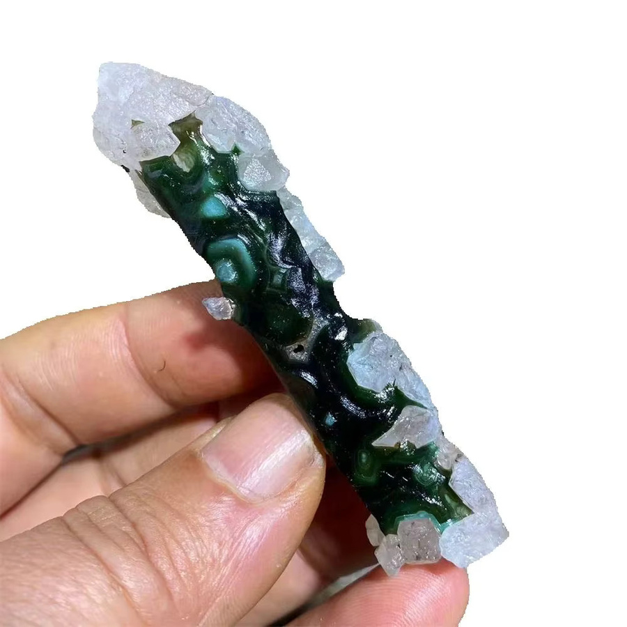Kristall-Achat Roh Natur Symbiont-Quarz Geode Edelstein als Deko-Exemplar für Reiki und Heilung - Bild 2