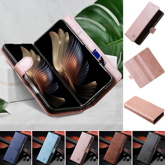 Samsung Handyhülle aus PU-Leder für Galaxy Z Fold 6, Z Fold 4 und Z Fold 3 mit Kartenhalter und Ständer in Blau - Bild 1