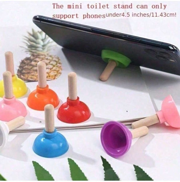 4-teiliges Silikon-Set Toilettenkolben-Telefonhalter in Multicolor als Mini-Partyzubehör für Heim- und Küchendekoration - Bild 1