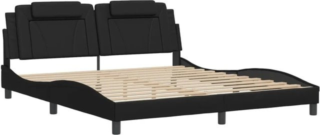 vidaXL Bettgestell Viana in Schwarz mit LED-Unterbettbeleuchtung und USB-Ladeport aus Kunstleder, B/T/H: 180 x 200 x 185 cm - Bild 1