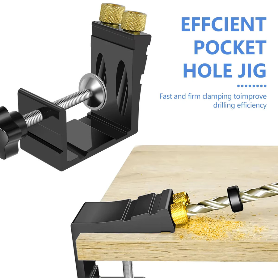 Toorise 47-teiliges Pocket Hole Jig Kit aus Metall in Schwarz für Holzbearbeitung mit 15 Grad Winkel Bohrführung - Bild 2