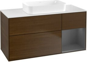 V&B Waschtischunterschrank Finion in Anthrazit mit Walnuss Furnier, B/T: 120 x 60 cm - Bild 1