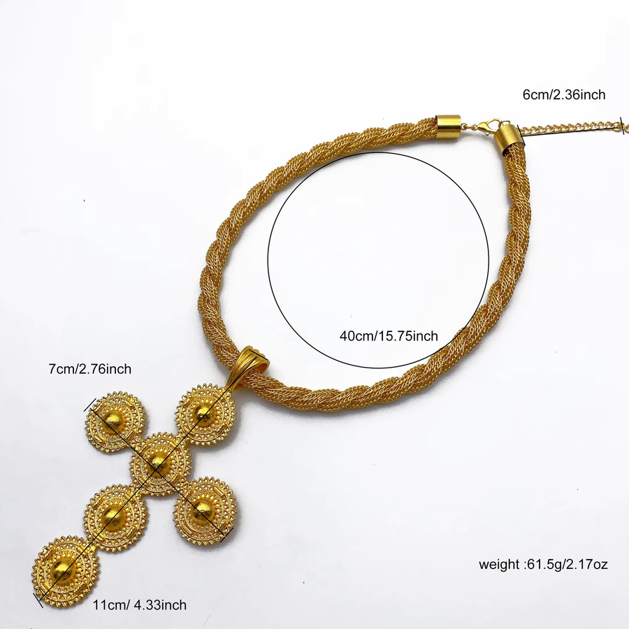 XUHUANG Halskette mit Kreuz Anhänger, 24K vergoldet, Unisex - Bild 5