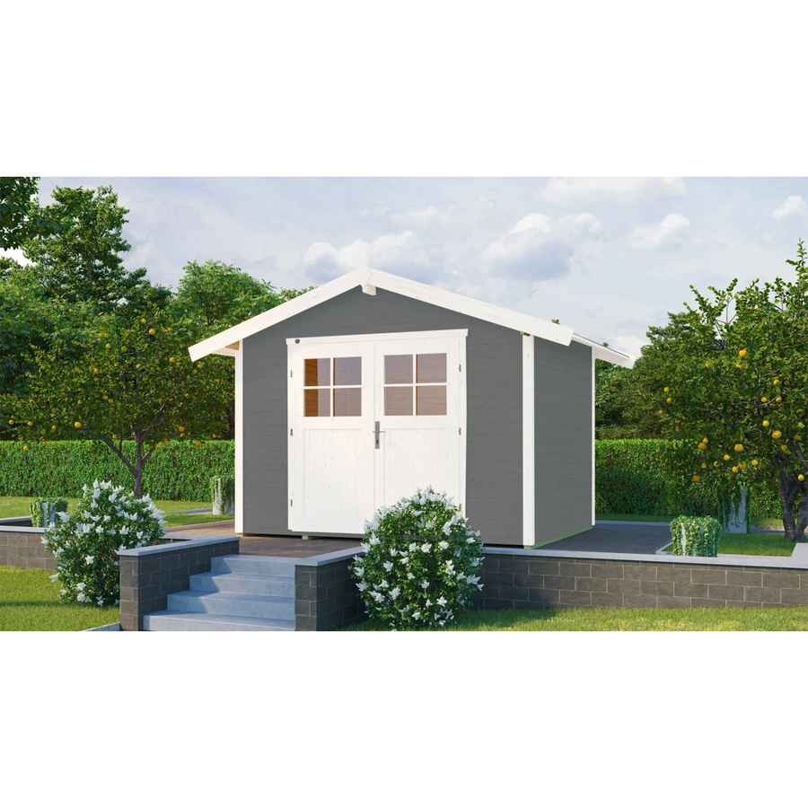 WEKA Gartenhaus 122 Gr.3 Log Cabin mit Satteldach in Grau, B/H/T: 380 x 245 x 205 cm - Bild 2