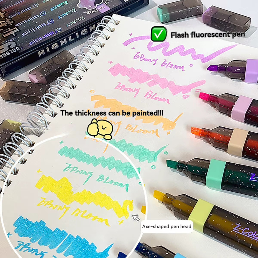 6-teiliges Set Glitzer-Textmarker mit Meißelspitze in Multicolour für Keramik, Stoff und Scrapbooking - Bild 6