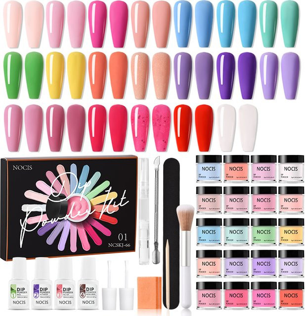 NOCIS Dip-Maniküre-Set, 33-teiliges Nagelkunst-Set mit schimmerndem Puder - Bild 1