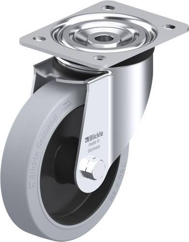 Blickle Lenkrolle L-POEV 161R-SG in Schwarz und Grau mit Stahlplatte und 160mm Rad-Durchmesser für eine Tragfähigkeit von max. 320kg - Bild 1