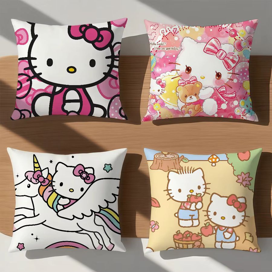 HelloKitty Kissenbezug mit süßem Cartoon-Katzen-Design in Multicolor für Sofa und Wohnzimmer - Bild 2