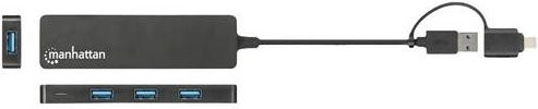 Manhattan USB-Hub Combo mit USB-A und USB-C sowie 4 x USB 3.2 Gen 1 in Schwarz - Bild 1