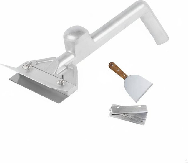 HomeVibe Haus Grillreinigungskit aus Aluminium und Edelstahl in Weiß mit austauschbaren Schabern für die professionelle Reinigung deiner Grillplatte - Bild 1