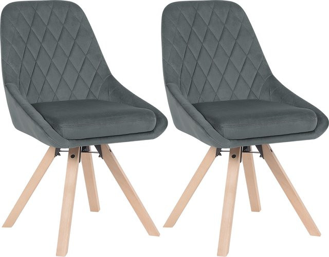 WOLTU Set aus 2 drehbaren Esszimmerstühlen aus Samt in Grau mit Holzbeinen - Bild 1