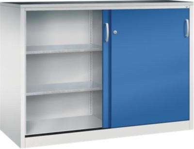 C + P Schiebetüren-Werkzeugschrank Acurado aus Stahl in Lichtgrau/Enzianblau, B/T/H: 160 x 60 x 120 cm - Bild 1