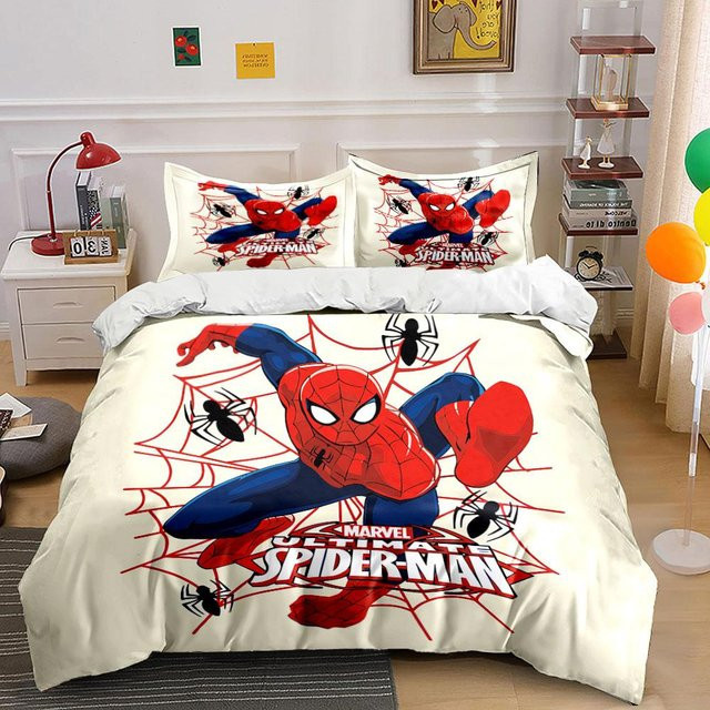 Marvel Ultimate Spider-Man Bettwäsche Set mit Bettbezug und Kissenbezügen in Weiß, B/H: 140 x 200 cm - Bild 1
