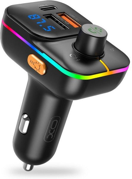 XO Design BCC09 FM-Transmitter Bluetooth in Schwarz mit 2x USB-A und USB-C PD 25W sowie microSD-Slot - Bild 1