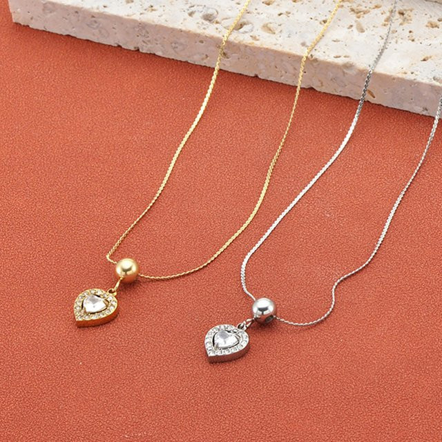 Lokaer Anhänger-Halskette, 18 Karat vergoldeter Edelstahl, Kristall, Unisex - Bild 1