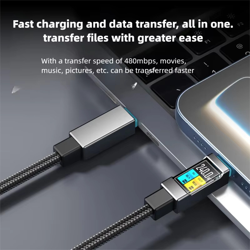 100 W Typ-C auf Typ-C mobiles Schnelllade-Datenkabel in Schwarz für iPhone 15/16, Samsung, Huawei, Xiaomi und OPPO - Bild 4