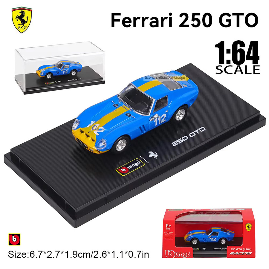 Bburago Ferrari 250 GTO, Legierungsautomodell, Blau, 1:64, ab 14 Jahren - Bild 2