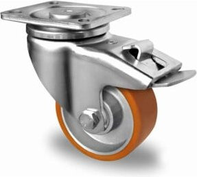 CASCOO Lenkrolle Serie DAU5 mit Totalfeststeller und Doppelkugellager, Durchmesser: 100 mm, Farbe: Silber - Bild 1