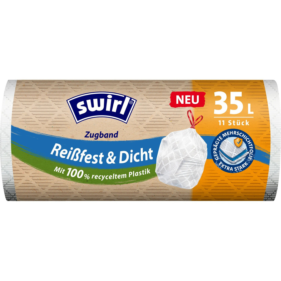 Swirl Zugband-Müllbeutel reißfest und dicht, Farbe: Weiß, 11 Stück - Bild 2