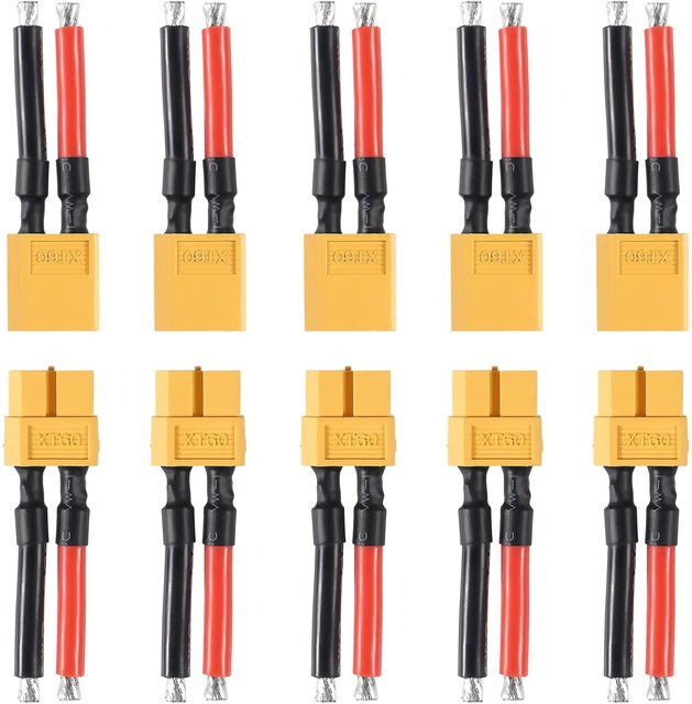 AOKIN XT60-Stecker Set mit 12 AWG Silikondraht für RC Lipo-Batteriekabel und Drohnen, 5 Paar (weiblich und männlich) - Bild 1