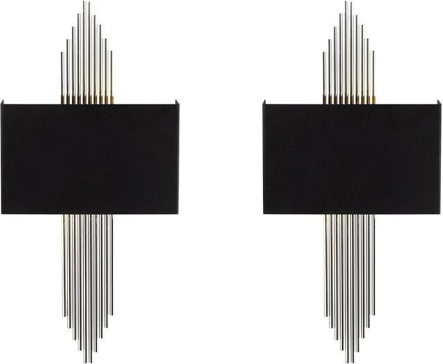 Vente-unique Wandlampe Sangarius im Art-Déco-Stil, Schwarz und Silberfarben, Höhe: 22 cm - Bild 1