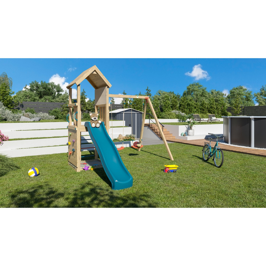 Trigano Spielturm SMART XPLORER 2 aus Holz mit Rutsche, Sandkasten, Schaukelsitzen und Kletterwand - Bild 2