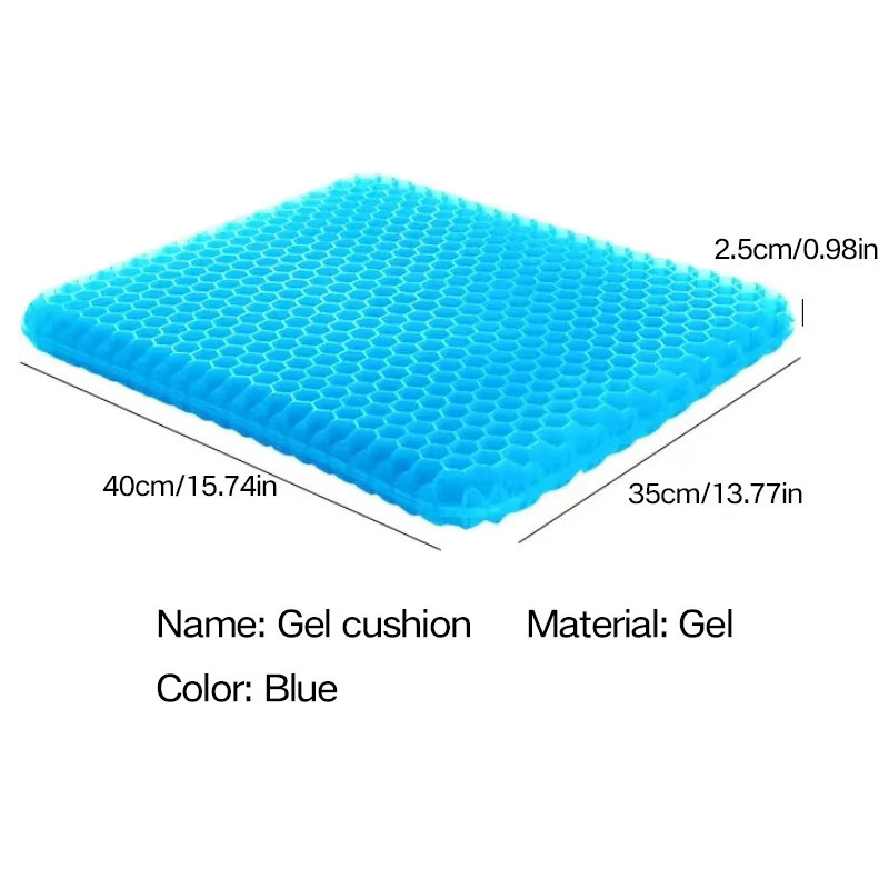 Atmungsaktives Auto Gel Sitzkissen mit 3D Wabenstruktur und Eis-Seide Effekt in Blau - Bild 2