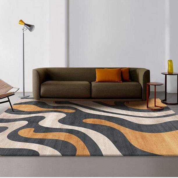 Karpetti Wohnzimmer Teppich mit Streifenmuster aus Samt und Polyester, Rutschfest und Waschbar, Mehrfarbig, Breite: 60 cm, Länge: 90 cm - Bild 1