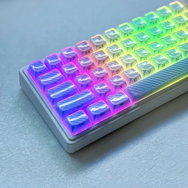 Blue Magic Wave Crystal Jelly Tastenkappen mit seitlichem Druck für mechanische MX Switches, transparent Blau und Pink - Bild 1