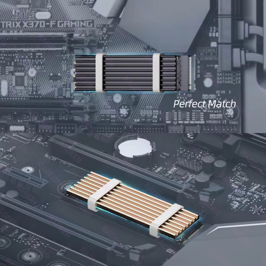RAGEER M.2 2280 NVMe SSD-Kühlkörper aus Aluminiumlegierung mit Wärmeleitpad, Schwarz - Bild 5