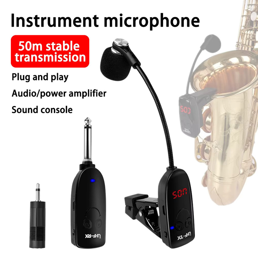Drahtloses Bluetooth Mikrofon von occkic in Schwarz als Tonabnehmerverstärker für Saxophon, Trompete und Posaune - Bild 2