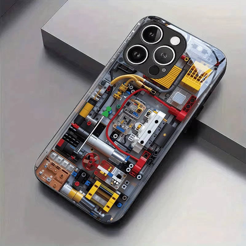 Handyhülle mit mechanischem Platine-Muster aus Glas für iPhone 11 bis iPhone 17 Pro Max, Multicolor - Bild 5