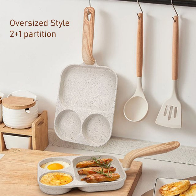 Qiilu 3-teiliges quadratisches Grillpfannen-Set mit Keramik-Antihaftbeschichtung in Weiß, B: 40 cm, T: 19 cm - Bild 1