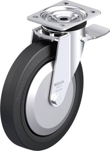 Blickle L-POEV 250R-3-ST-FA Stahlblech-Lenkrolle in Schwarz und Grau mit 250 mm Rad-Durchmesser und 600 kg Tragfähigkeit - Bild 1