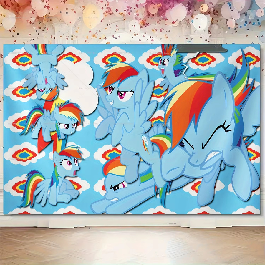 Hasbro My Little Pony Happy Birthday Fotohintergrund für Kinderpartys in Mehrfarbig - Bild 1
