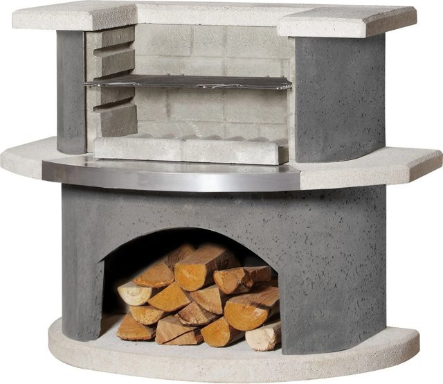 Buschbeck Grillkamin Stockholm bunt mit höhenverstellbarem Grillrost und Holzfach - Bild 1