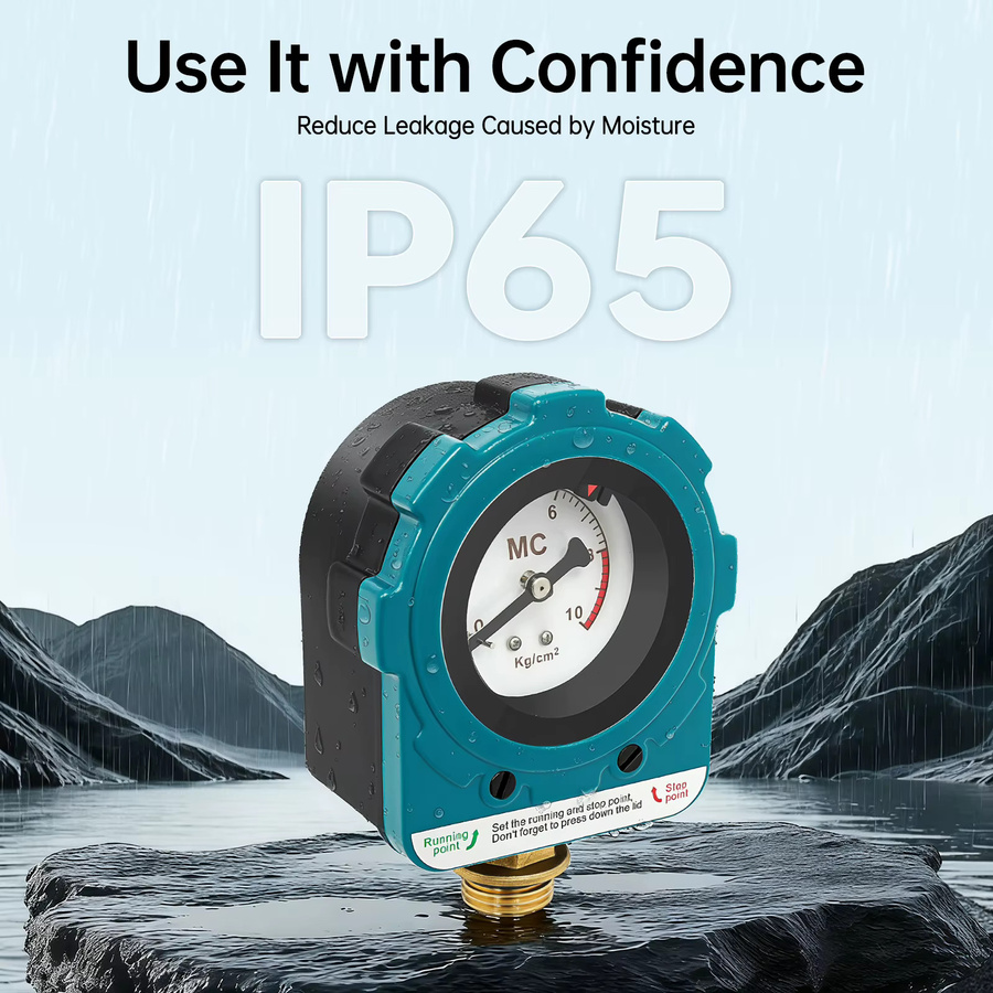 Bymaocar Pumpendruckschalter 1,5KW IP65 Blauer Pumpendruckregler für Tauchpumpen und Strahlpumpen - Bild 3