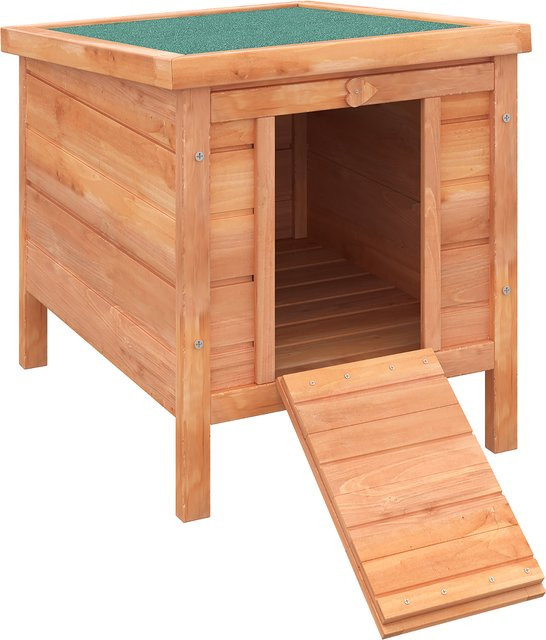 PawHut Kleintierstall aus Tannenholz mit aufklappbarem Asphaltdach und Rampe, B/T/H: 51 x 42 x 43 cm - Bild 1