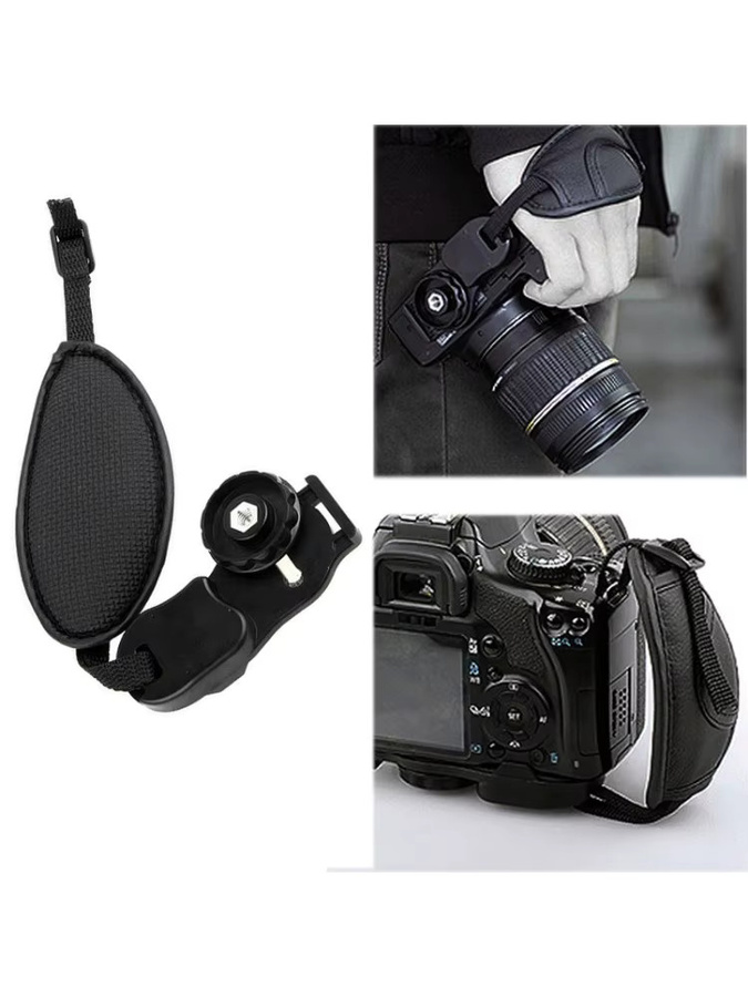 VIKEFON Kamera-Handschlaufe aus schwarzem PU-Leder für Nikon und Canon DSLR-Kameras - Bild 7