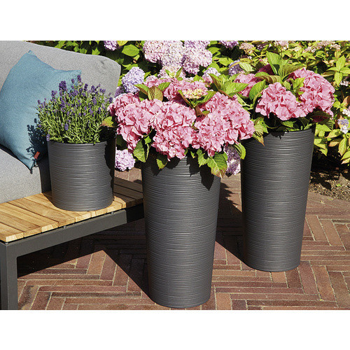 Siena Garden Pflanzgefäß Locon Groove in Graphit aus Kunststoff, Durchmesser: 30 cm, Höhe: 57 cm - Bild 3