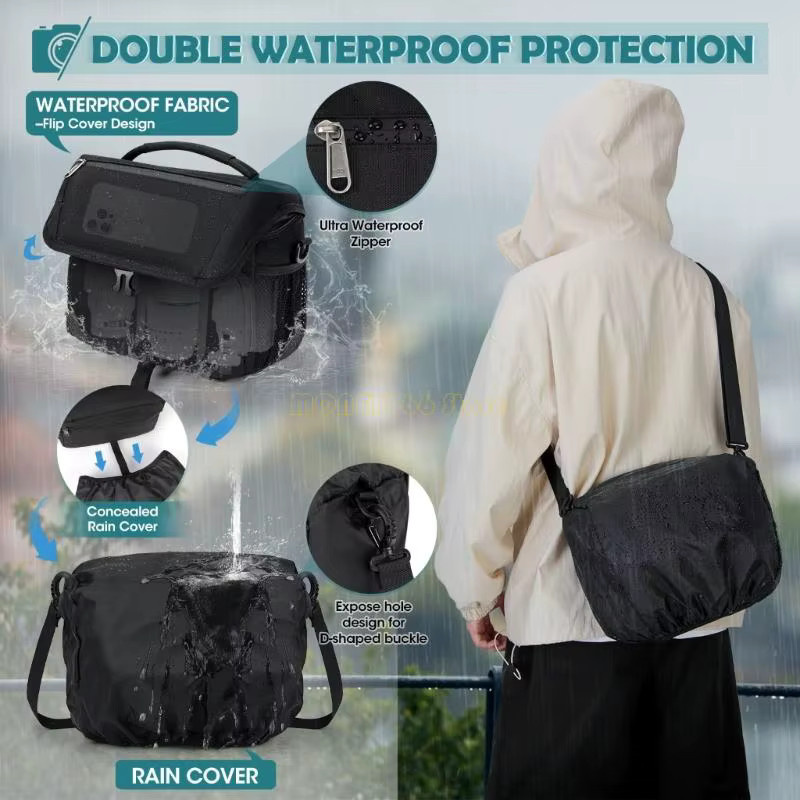 F62C Leichte DSLR-Tasche aus wasserabweisendem Polyester in Schwarz - Bild 4